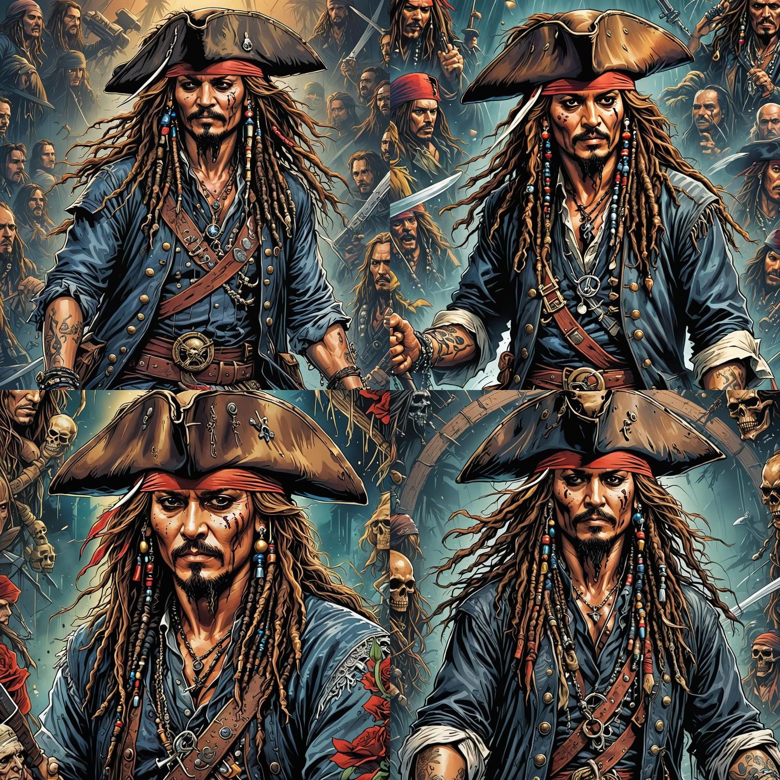 Jack Sparrow as Axl Rose Comic Book Art