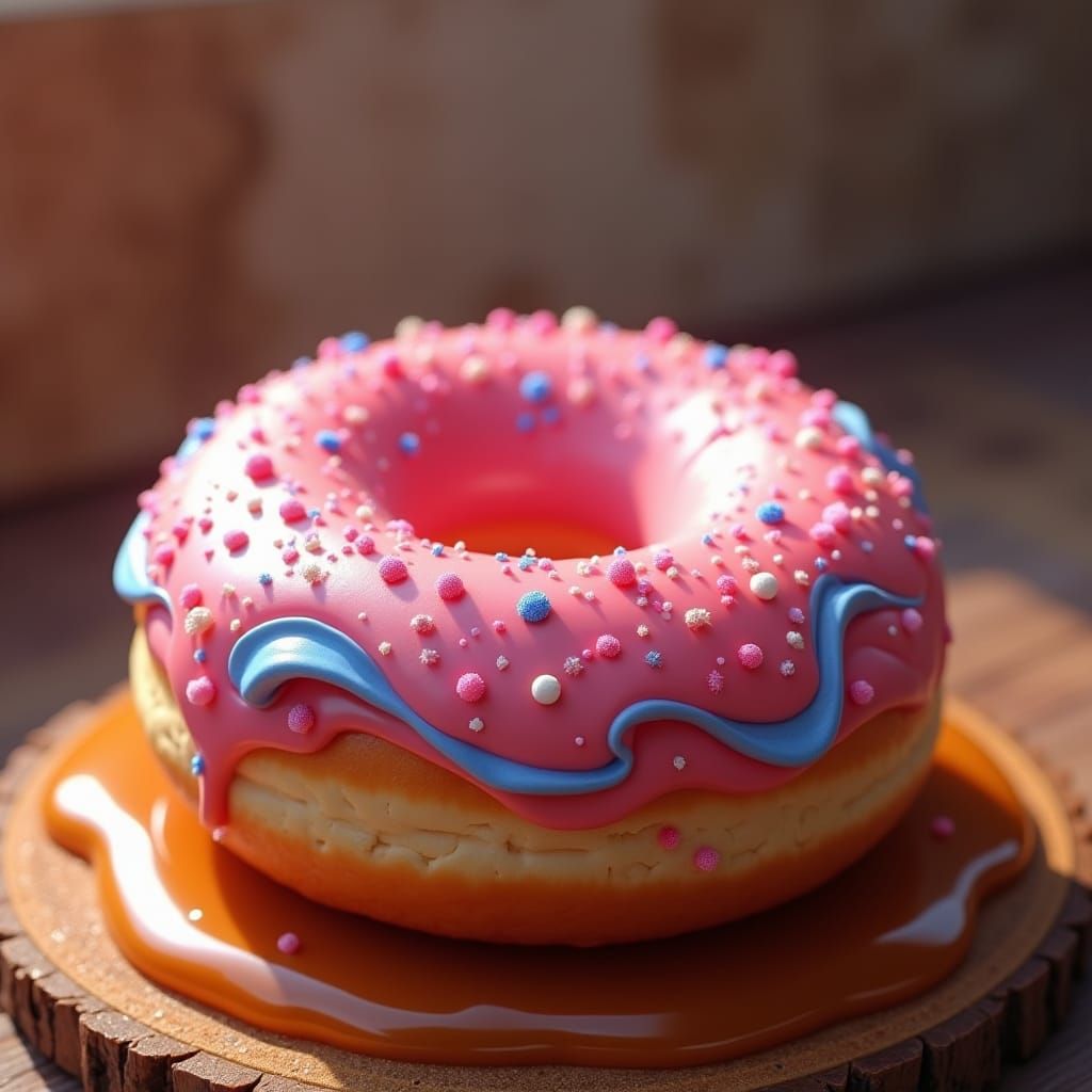 Majestic Hole-less Donut with Pink Swirls
