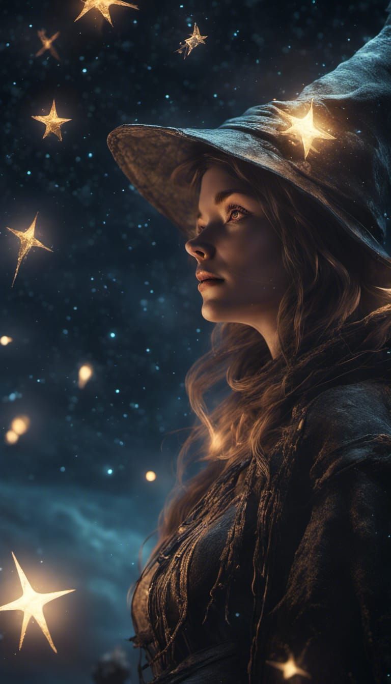 Glowing Witch Night Sky Macro Photo