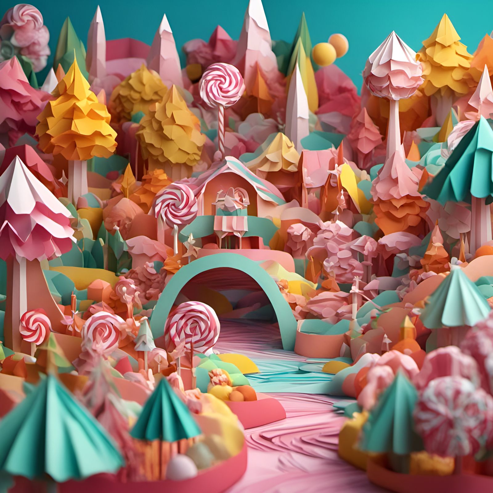 Pastel Candy Land Inspired Origami Collage
