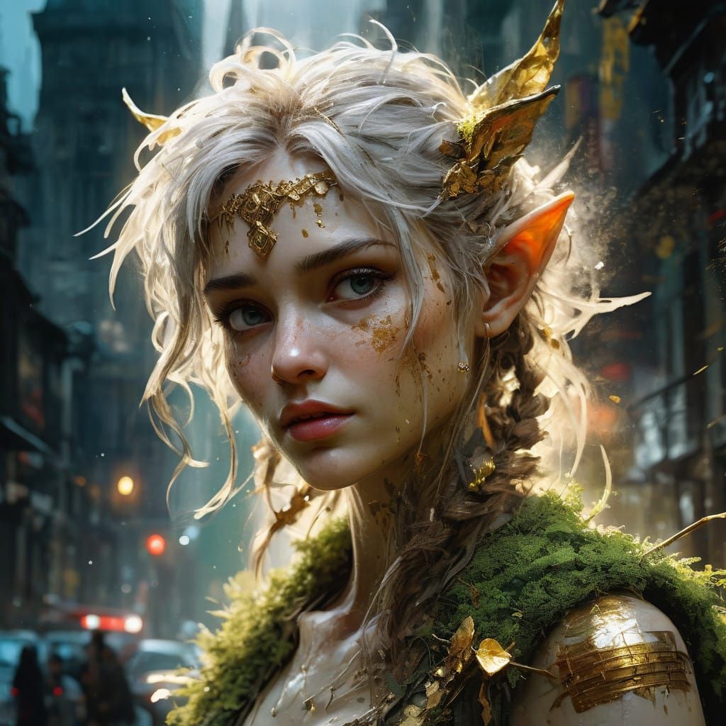 Surreal City Goddess in Mystical Hues