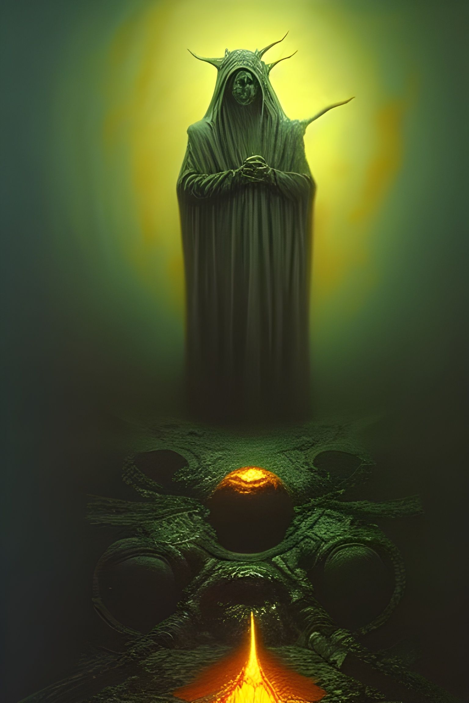 Priest of Raging Flame in Heroic Fantasy Style