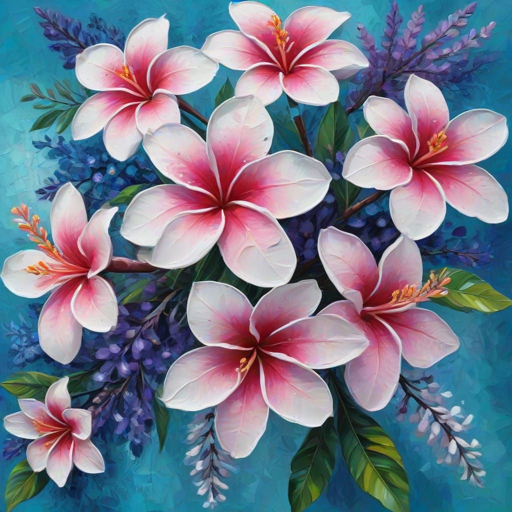 Extravagant Floral Impasto Painting in Expressionist Style