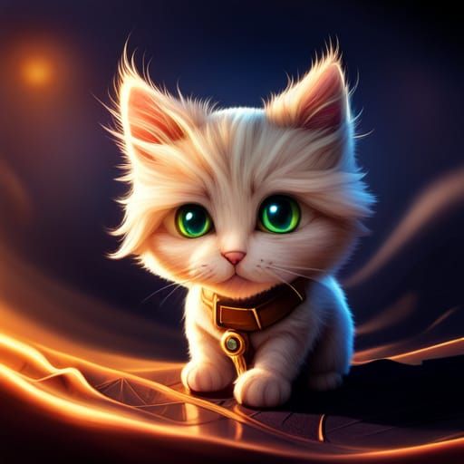 Steampunk Chibi Cat in Isometric Style