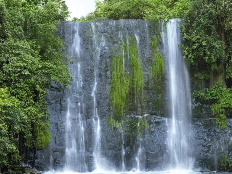 Urban Waterfall: Nature Meets Cityscape