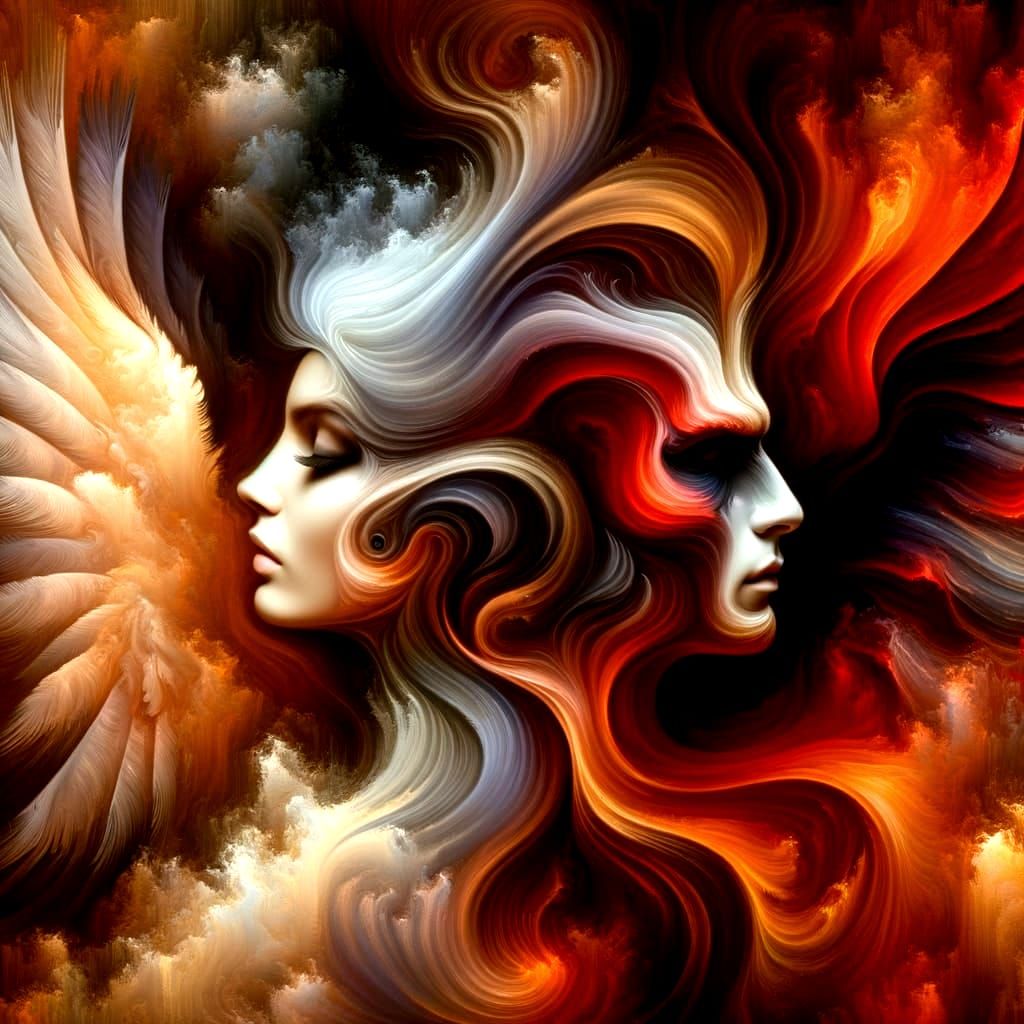 Angel and Demon in Elegant Surrealism