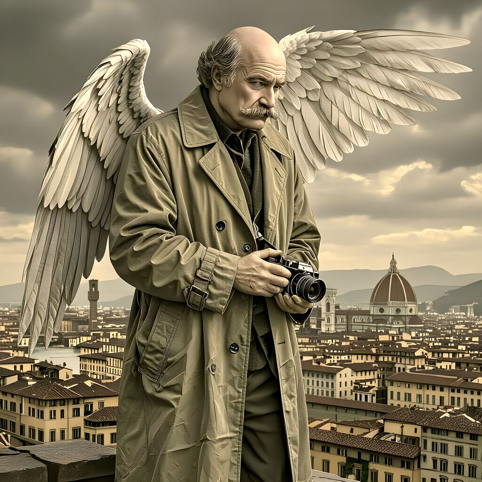 Winged Photographer Over Florence, Photographic Realism