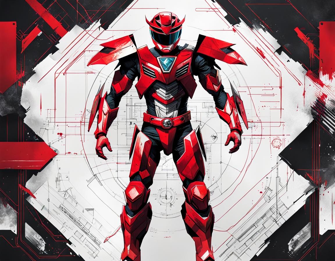 Red Power Ranger Schematic Concept Art