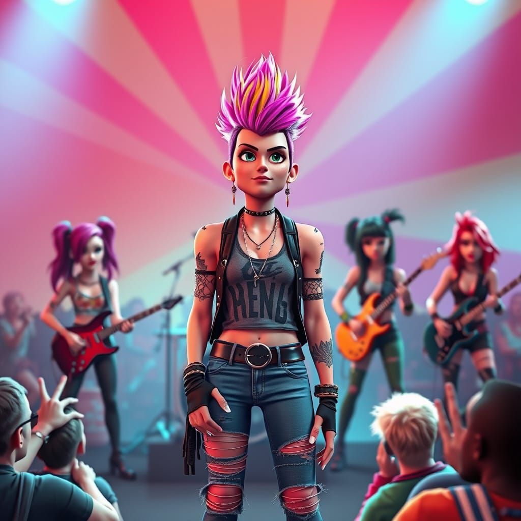 Confident Punk Rock Singer Leads Energetic Girl Band