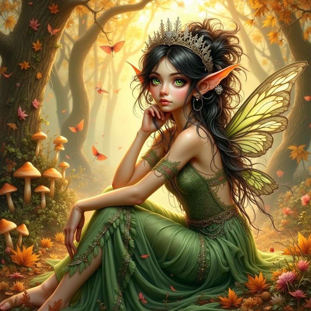 Ethereal Faerie Queen in Autumnal Wonderland