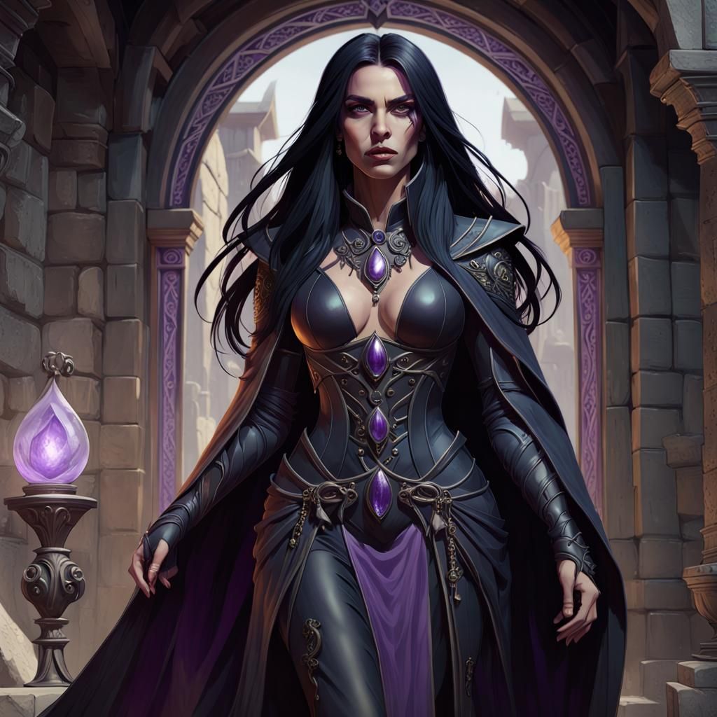 Warlock Woman in Baldur's Gate: Dark Fantasy Art
