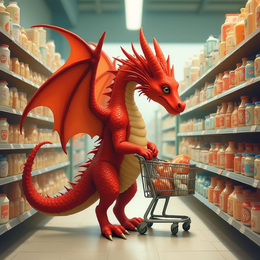 Red Dragon Discovers Yoghurt in Grocery Store Aisles