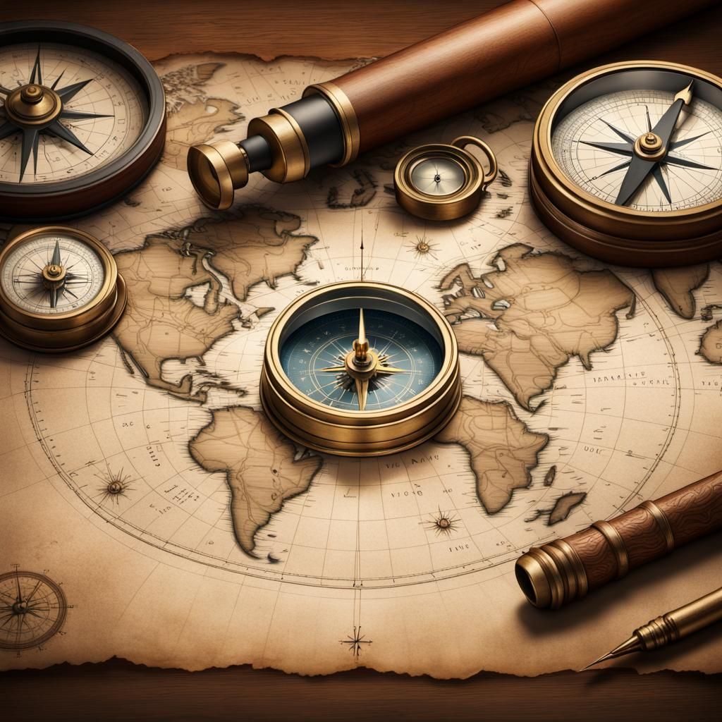 Cartographer's Detailed Map of New Discovered Land