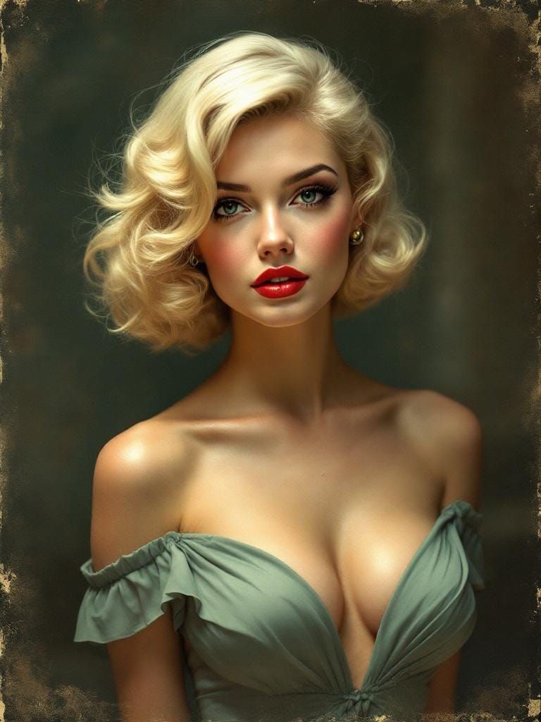 Vintage Pin-Up with Film Grain Effect