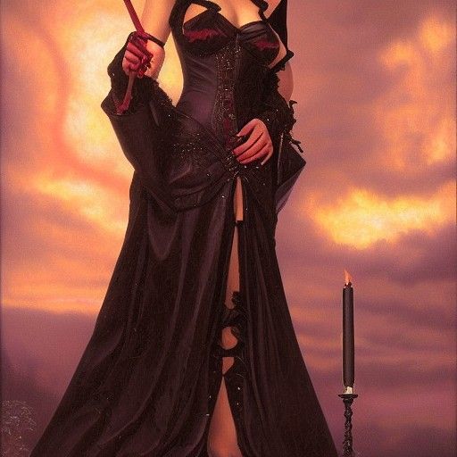 Decadent Vampire Princess in Oil Painting Style