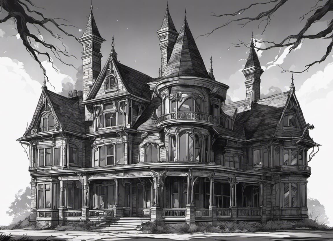 Dark Gothic Manor in Moonlit Storybook Realism