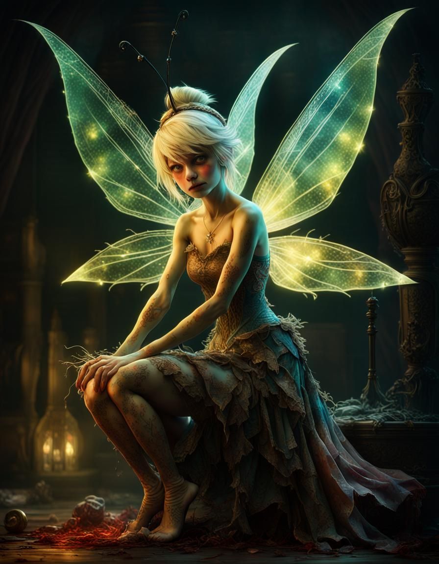 Tinkerbell as Bloodborne Character in Dark Fantasy Style