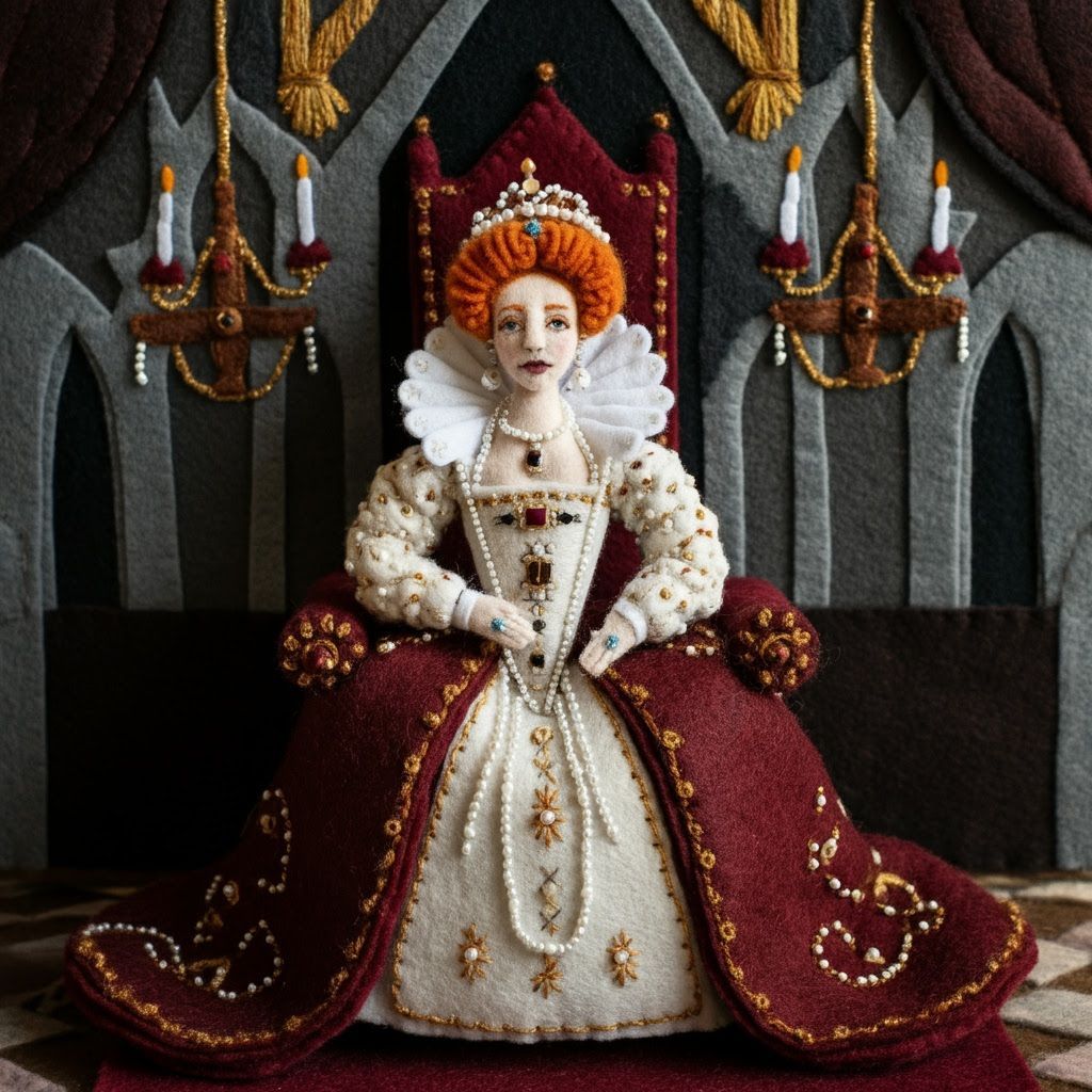Queen Elizabeth I in Felt, a Folk Art Portrait