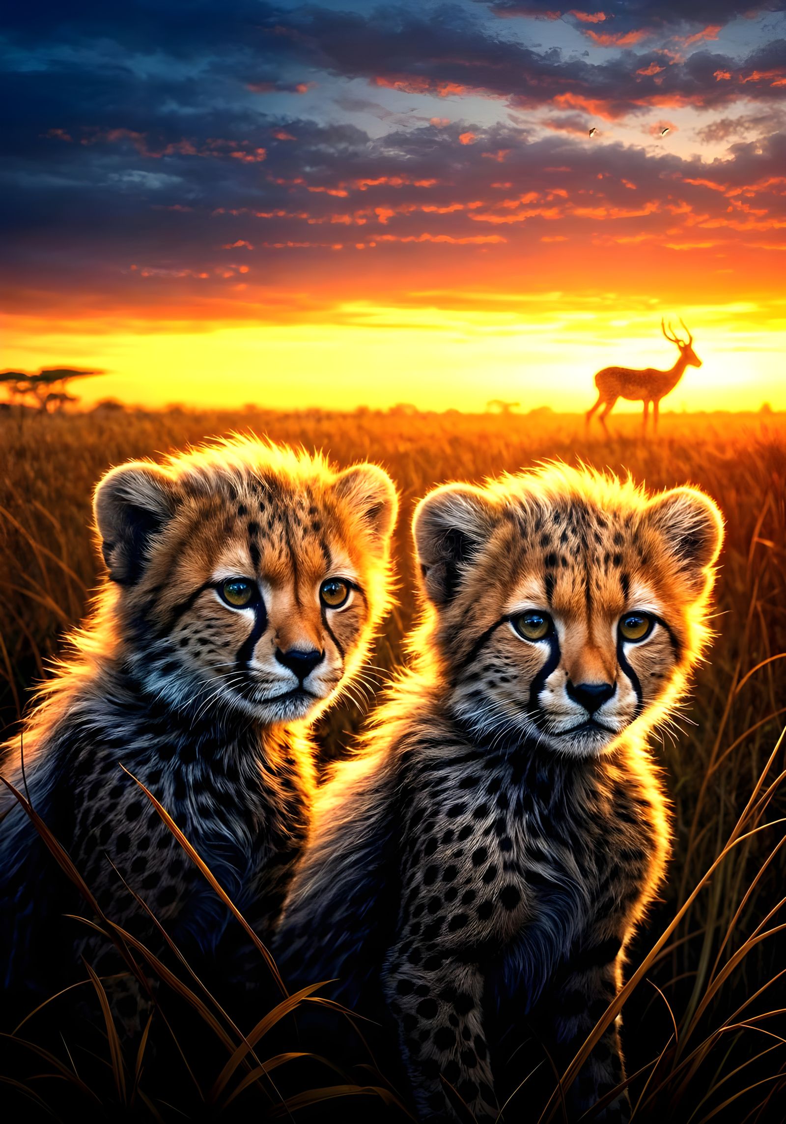 Ambiguous Cheetah Cub Scene in 8K 4D Trail Camera View