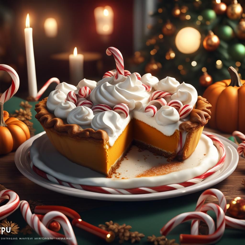 Christmas Pumpkin Pie with Candy Canes