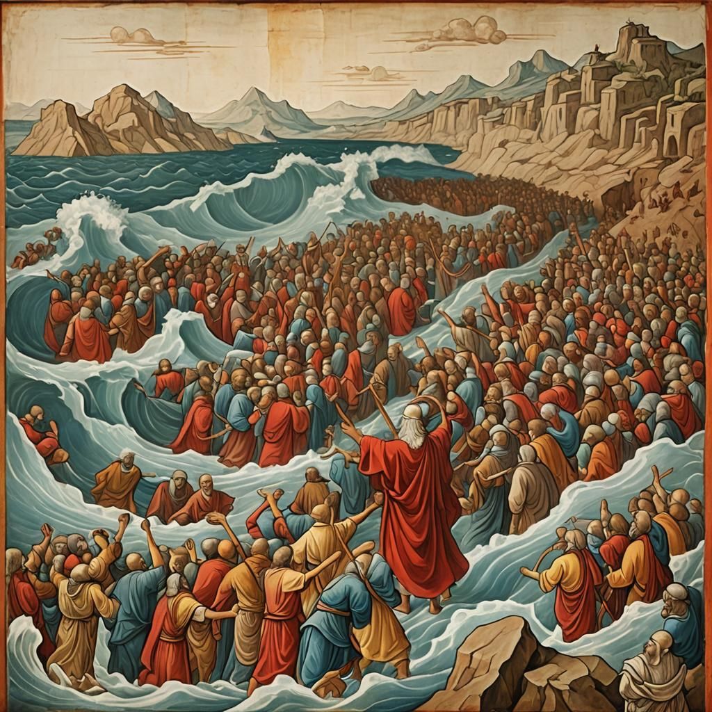Moses Parting Red Sea in Renaissance Style