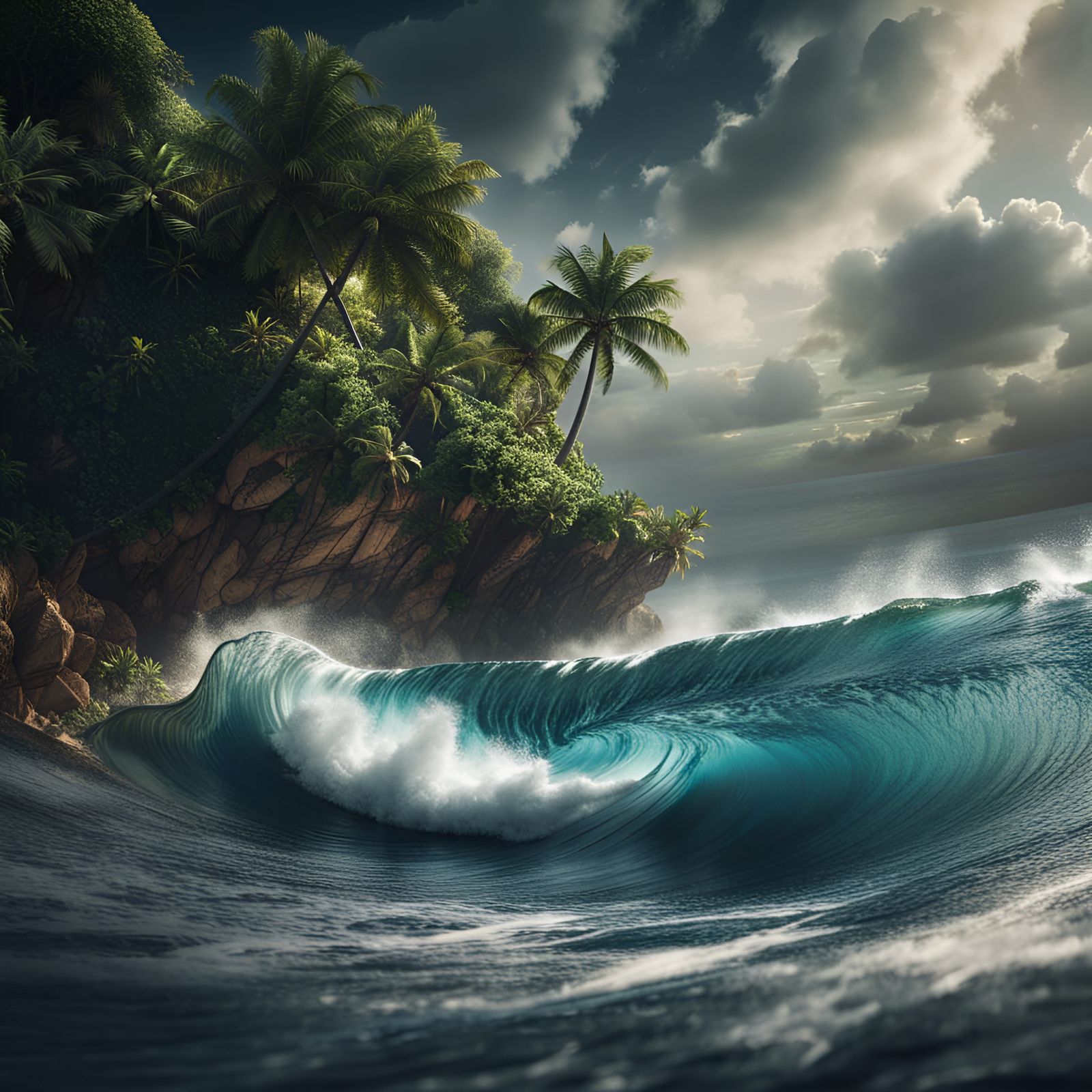 Tropical Island Paradise with Perfect Surf