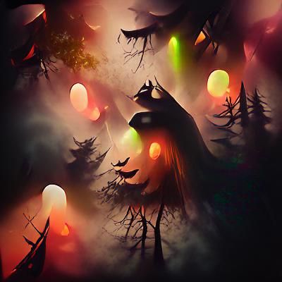 Eerie Hollow Forest Landscape