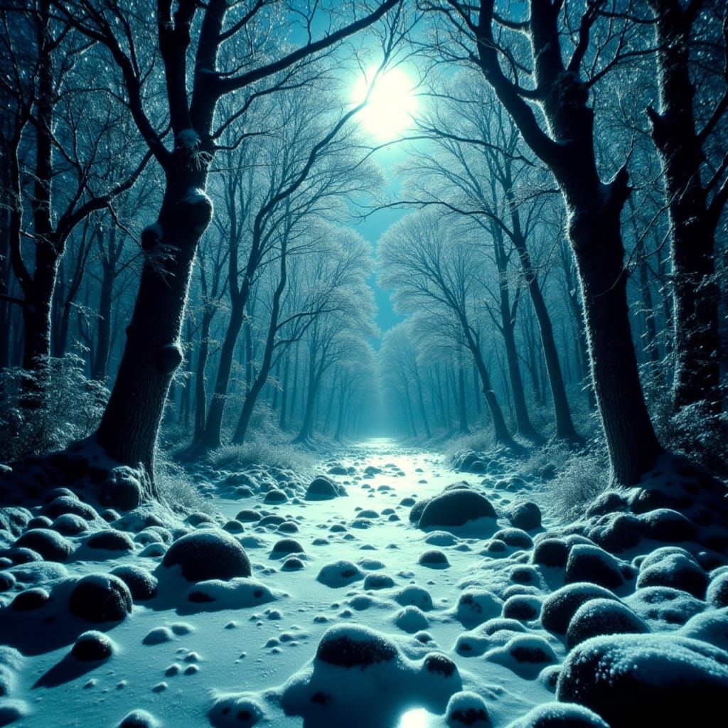 Surreal Winter Dreamscape in Dark Fantasy Style