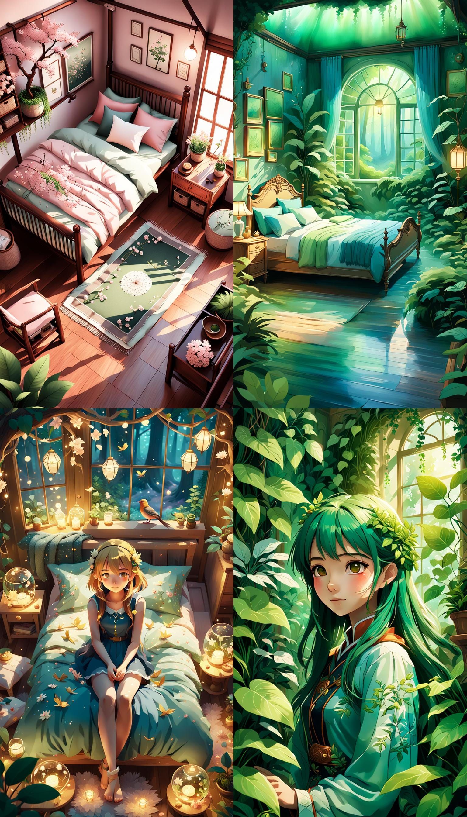 Detailed 3D Anime Nature Bedroom Design