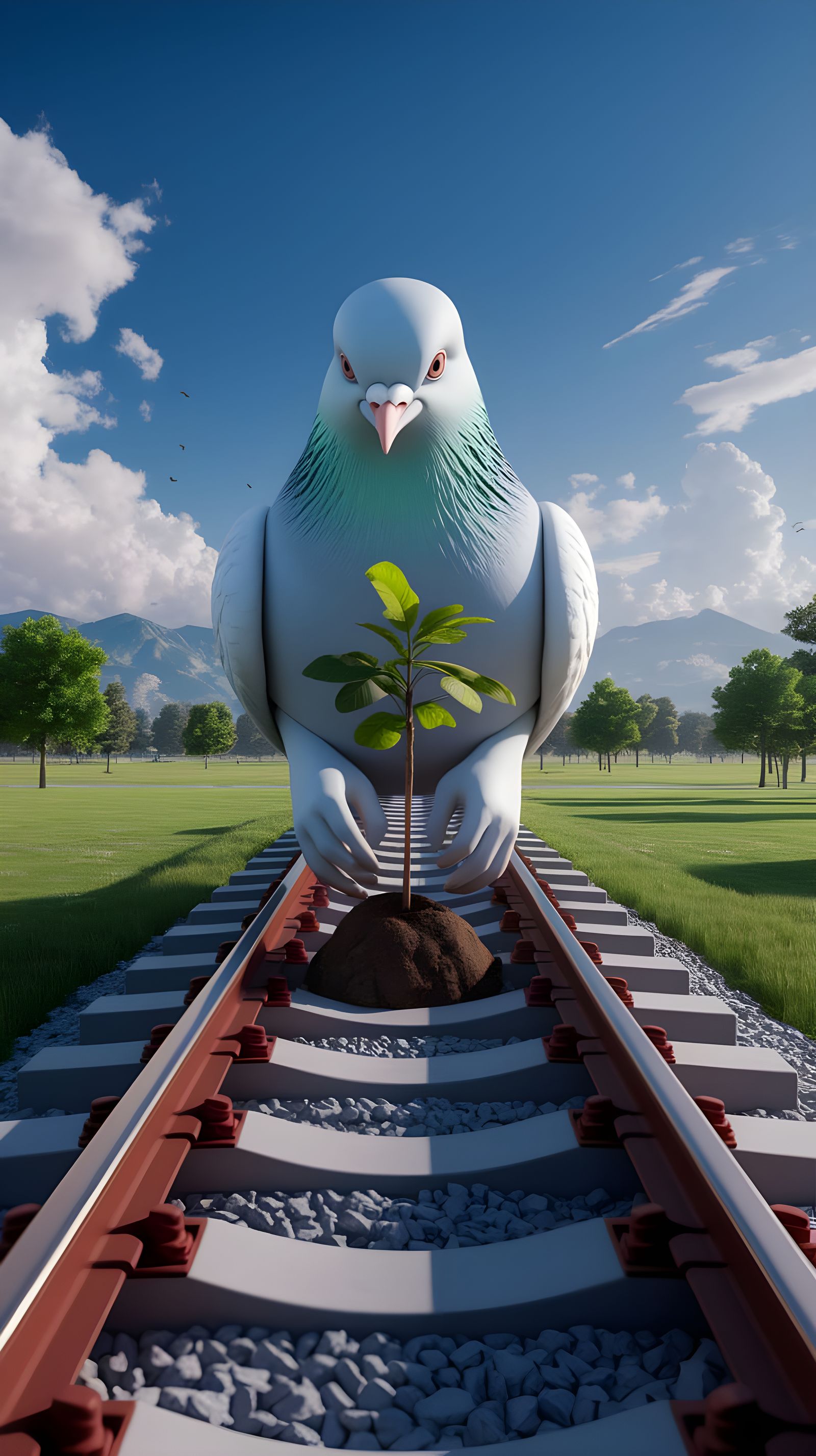 Giant Pigeon Plants Guava Tree on Railway