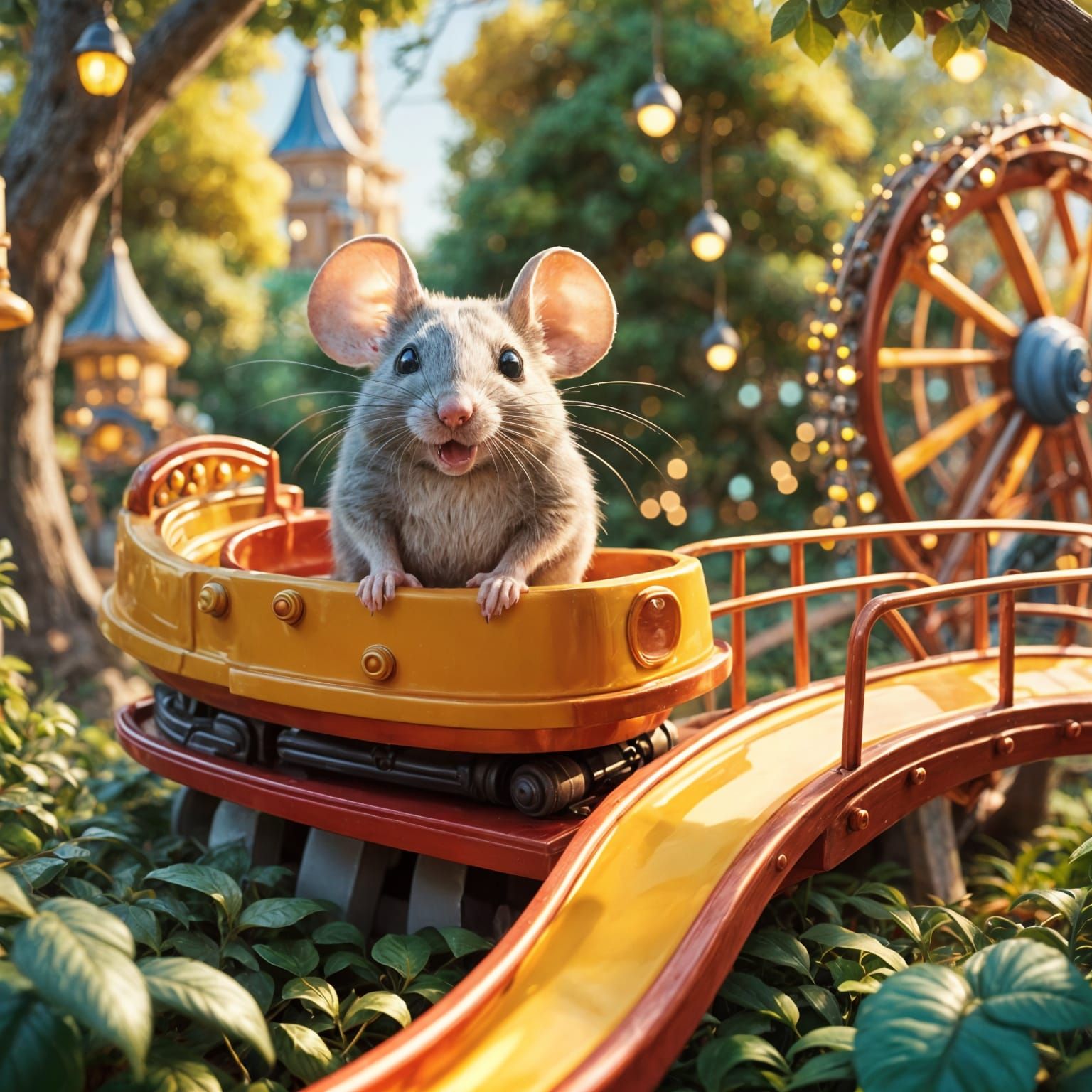 Miniature Mouse Amusement Park in Forest