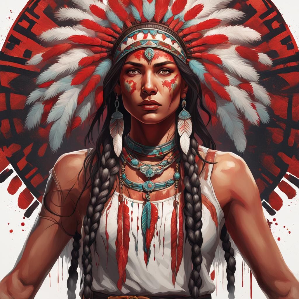Native American Woman Portrait in Hyperdetailed Style