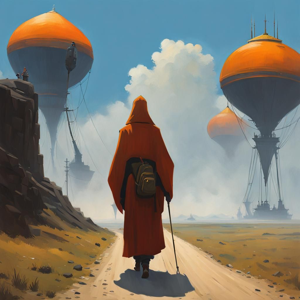 Distant Hermit in Mountain Landscape, Andreev Style