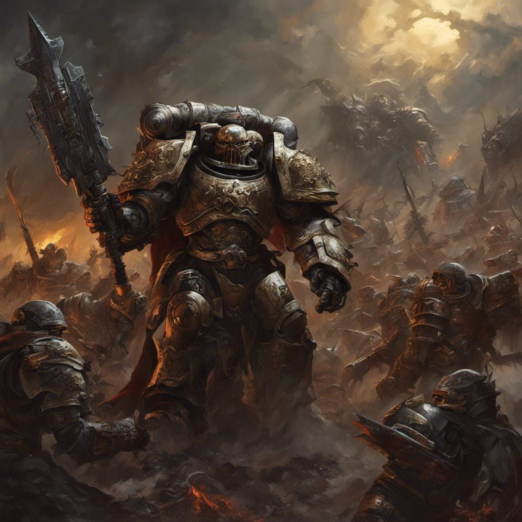 Doomslayer in Warhammer 40K, Detailed Concept Art