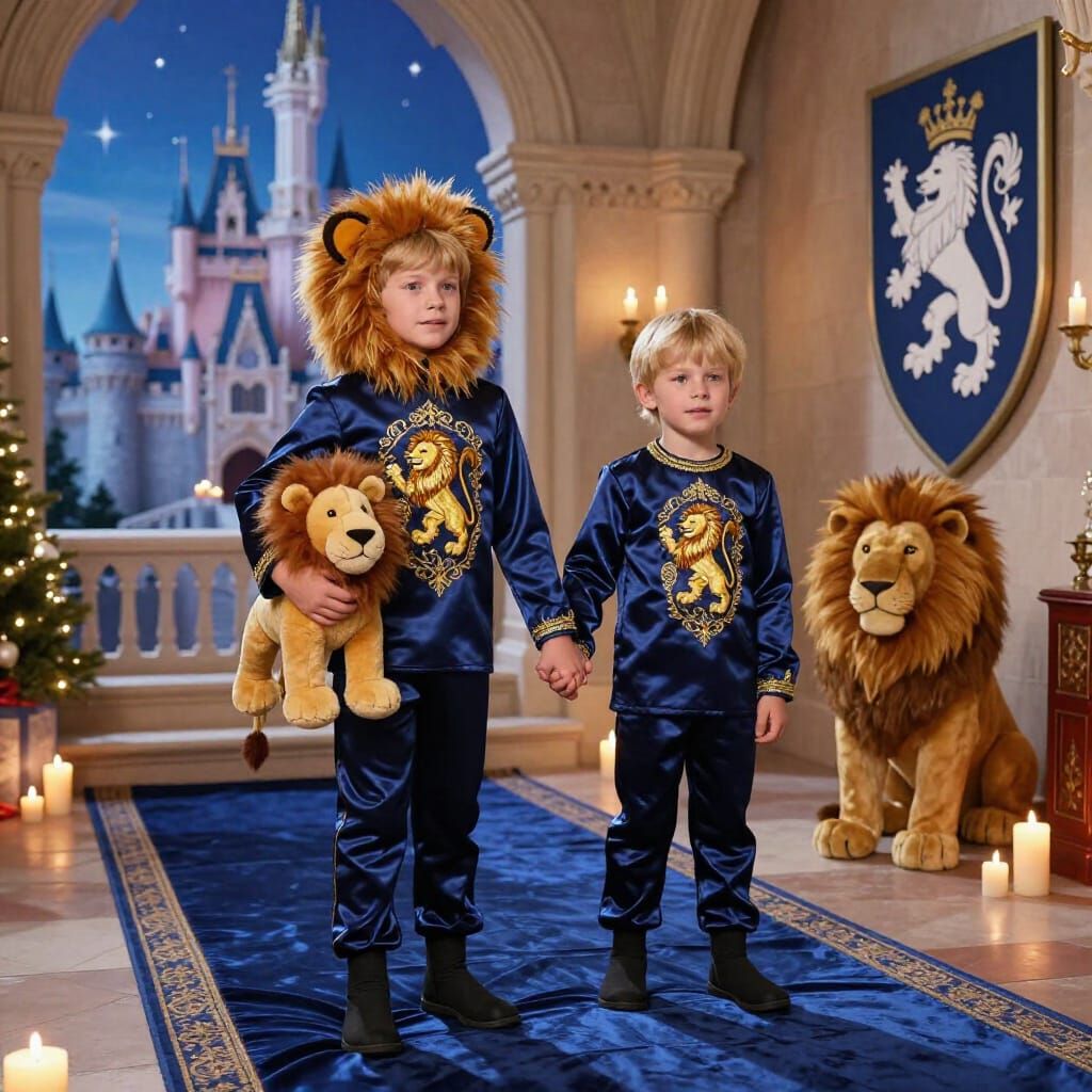 Young Prince in Royal Blue Satin with Gold Embroidery