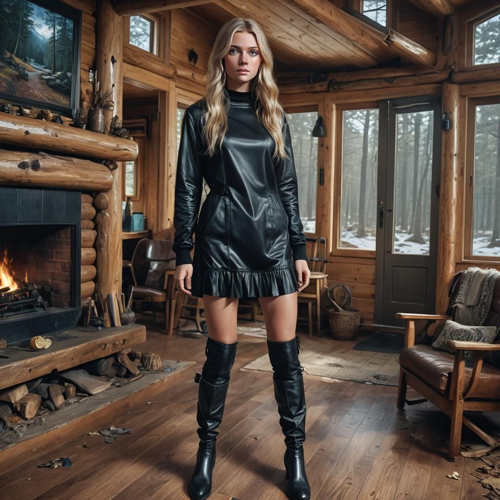 Beautiful Woman in Cabin: Hyperrealistic Portrait