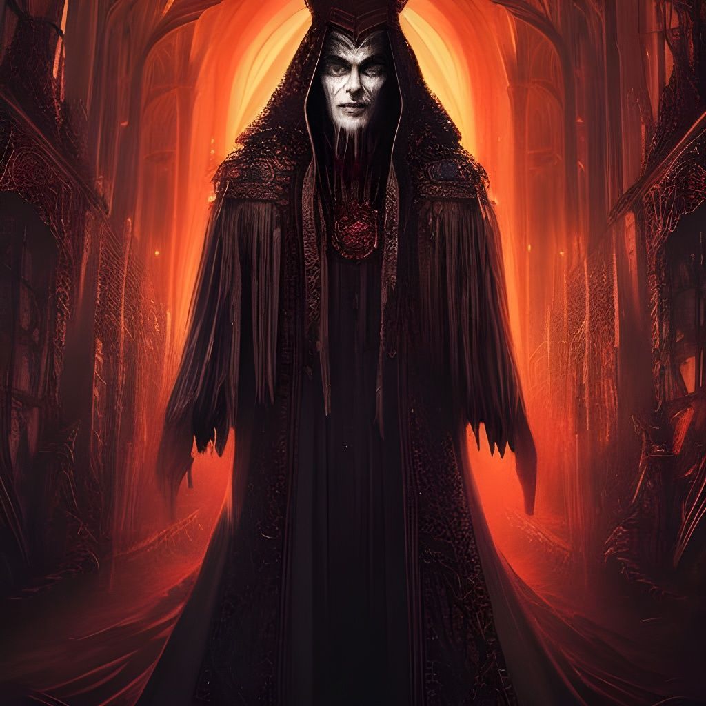 Furious Vampire in Voodoo Costume, Detailed Portrait