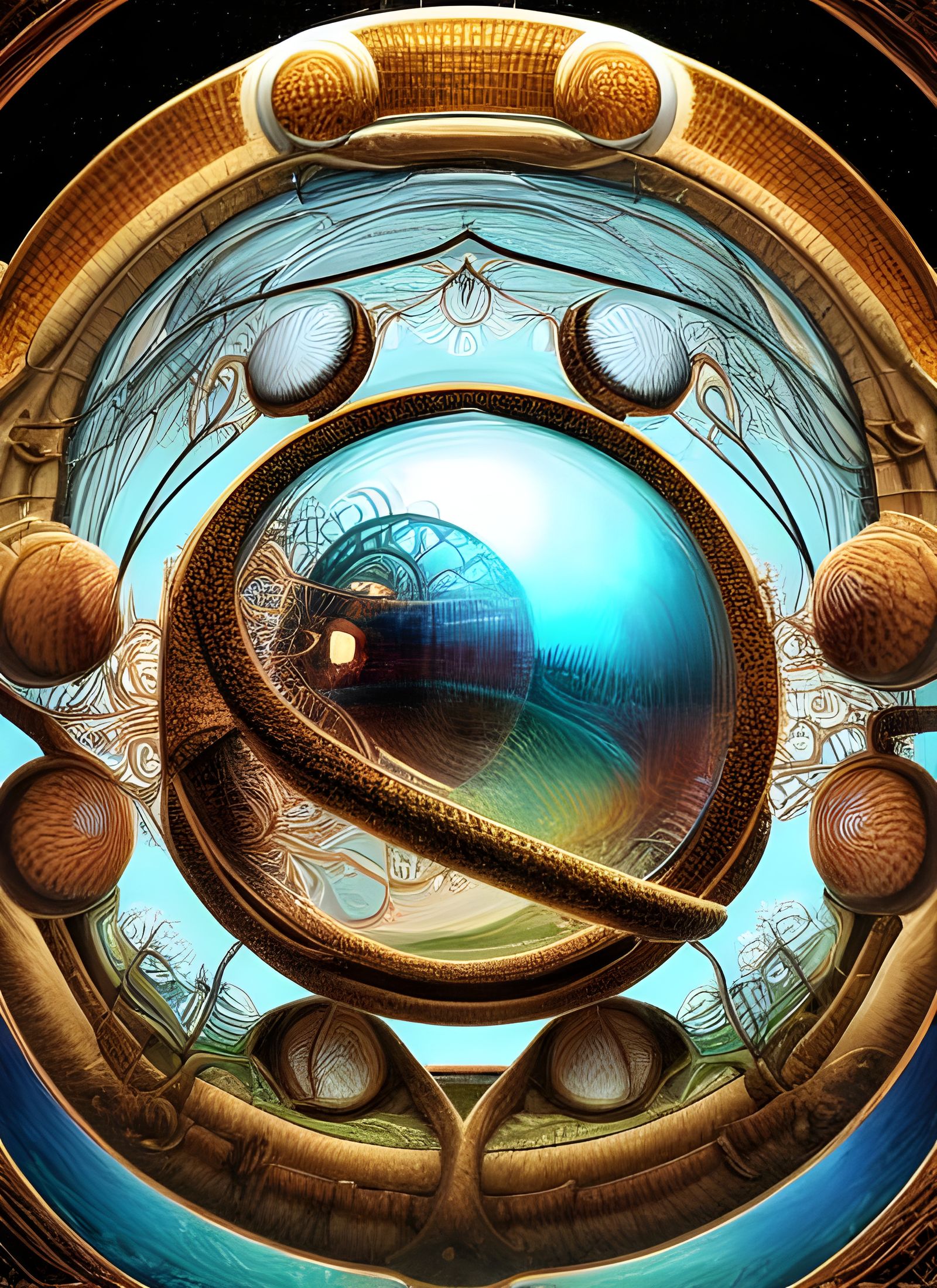 Glass Sphere with Microscopic Life, Hyperrealistic 3D Art