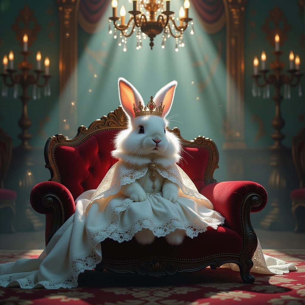 Regal Rabbit in Grand Ballroom, Detailed Matte Painting