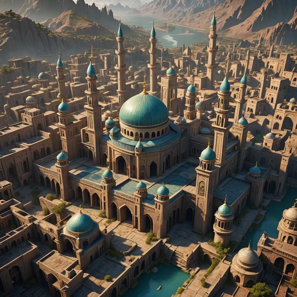 Detailed Matte Painting of Islamic Subject