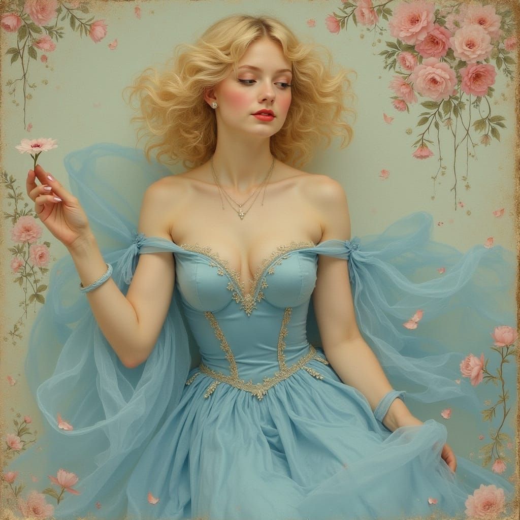 Radiant Blonde in Art Nouveau Style