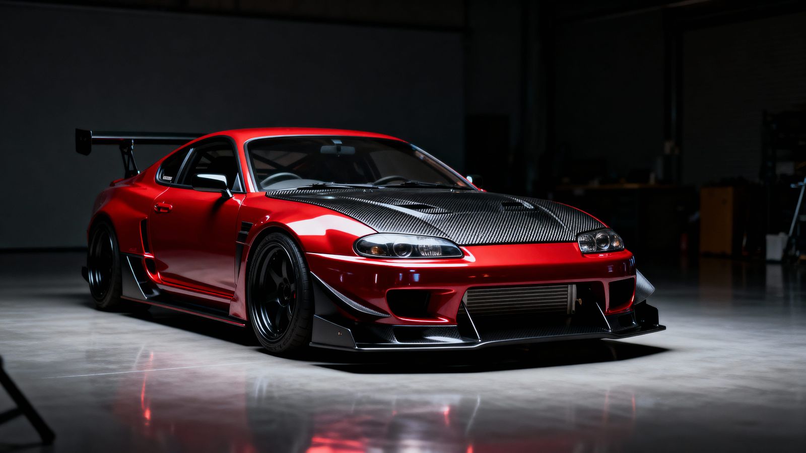 Modified Ferrari Sports Car in Metallic Red