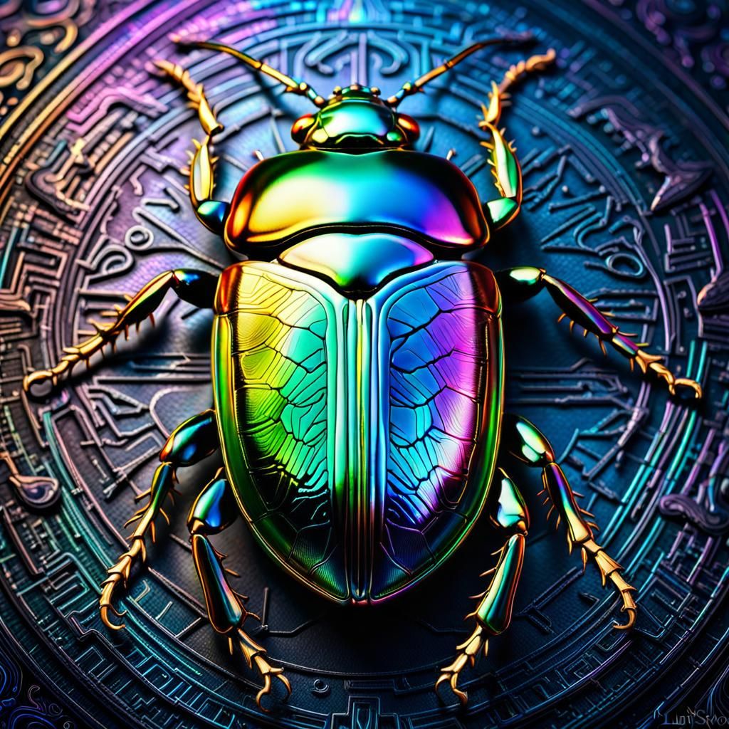 Dazzling Iridescent Scarab Beetle,