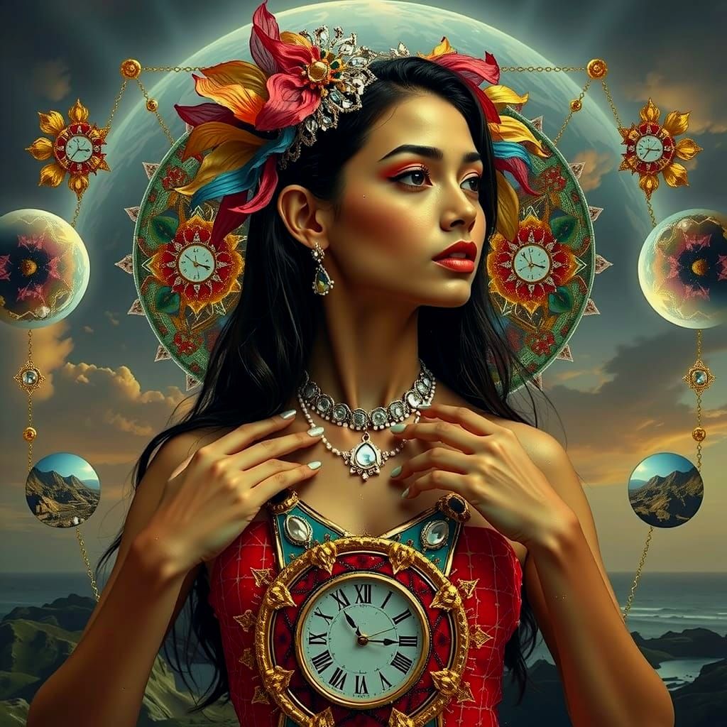 Vibrant Fractal Portrait with Ethereal Beauty and Realistic ...