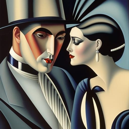 Seductive Vampire Bitten in Elegant Art Deco Style