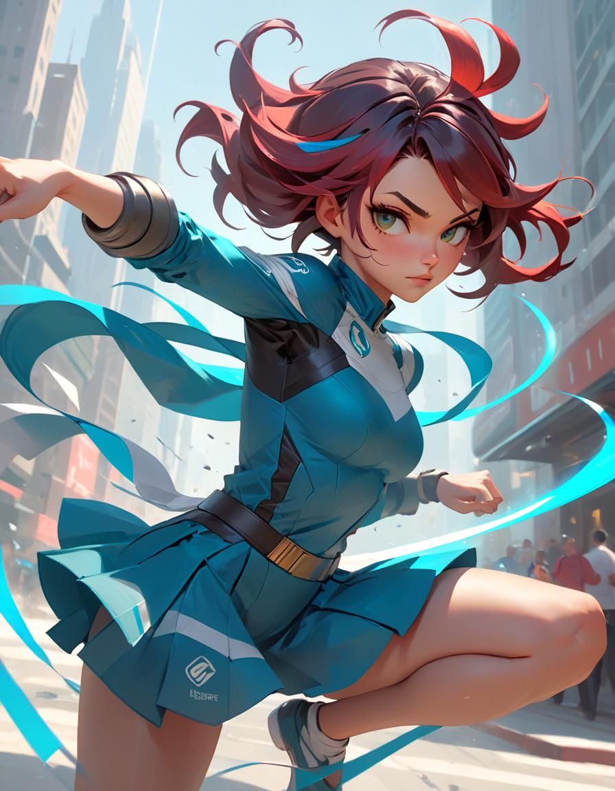 Dynamic Girl in Digital Art Style