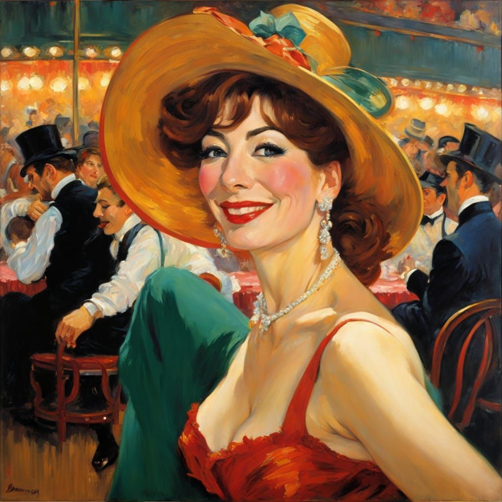 Toulouse Lautrec Style Dancer at Moulin Rouge