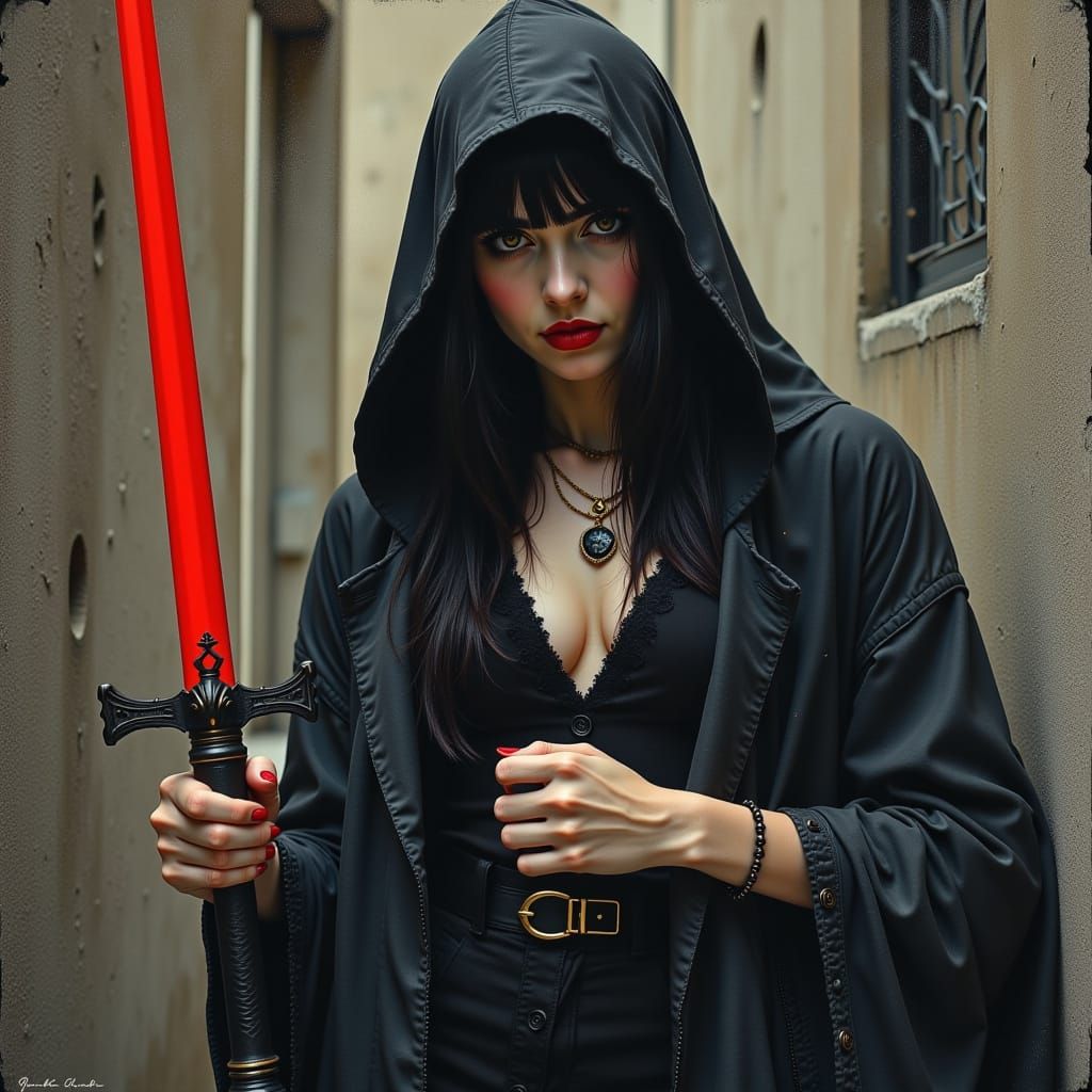 Ankh Graphic Novel Line Art in Dark Portrait Style