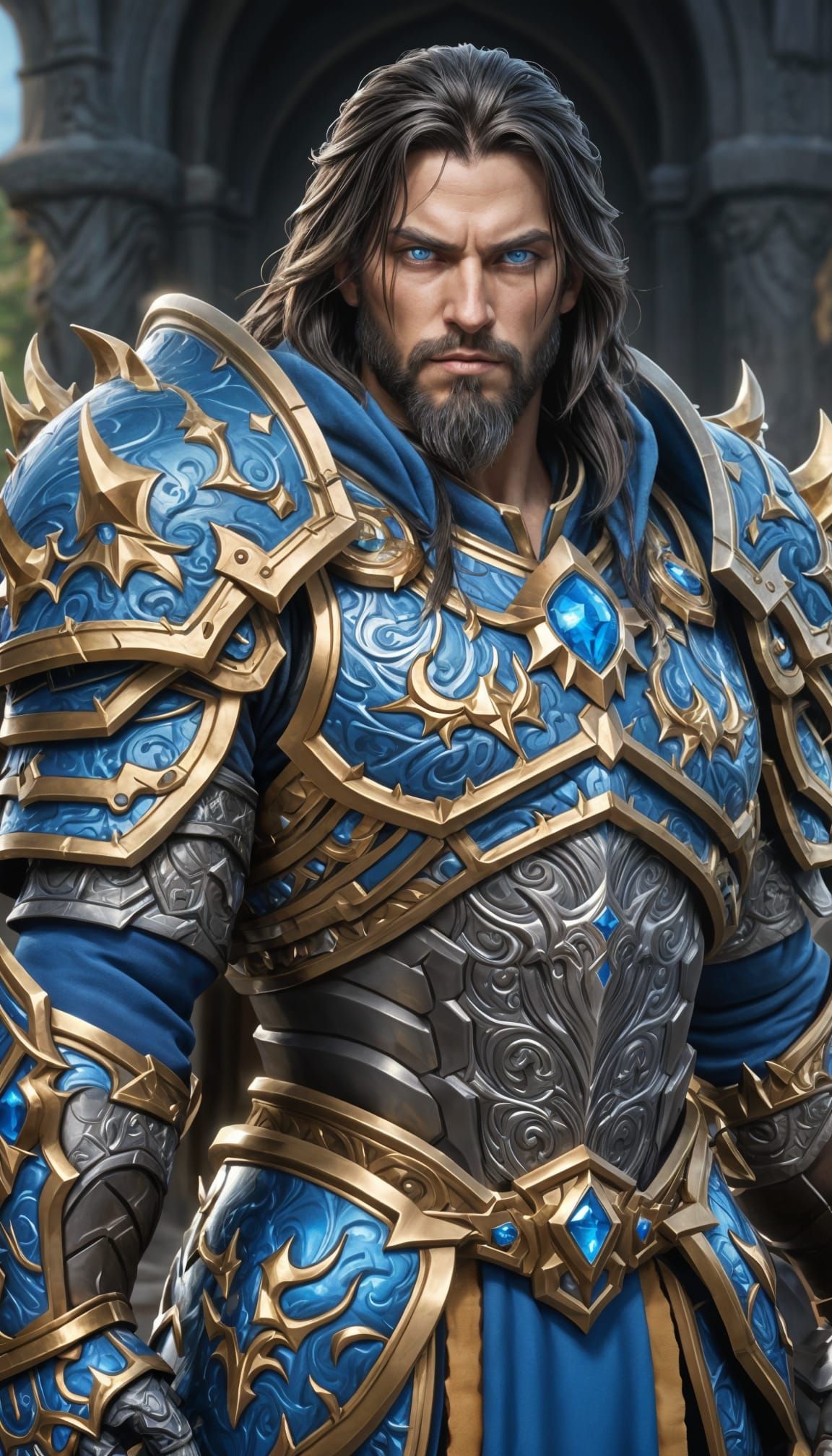 Hyperrealistic King in Ornate Armor, Warcraft Fantasy