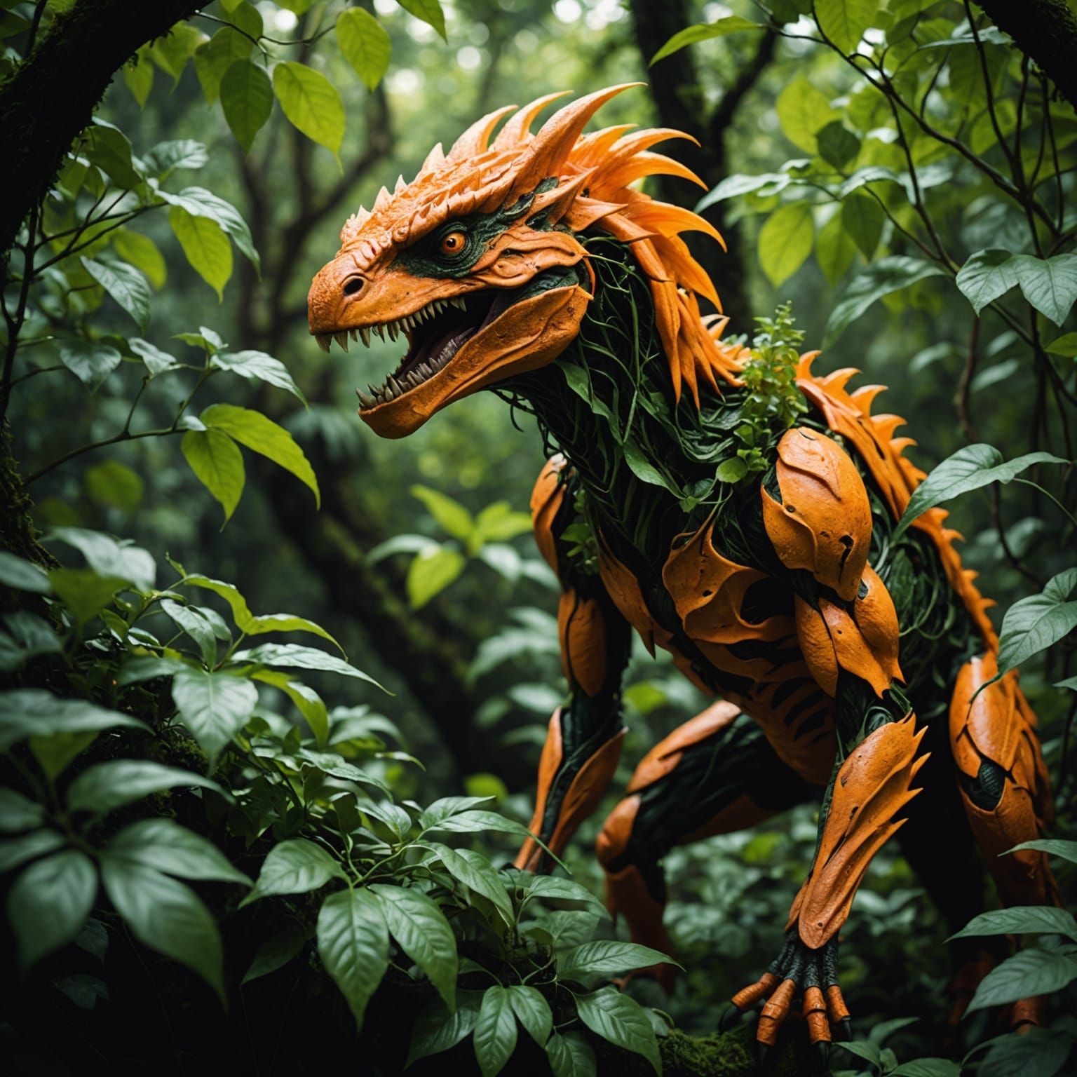 Fantastical Orange Creature in Cinematic Style